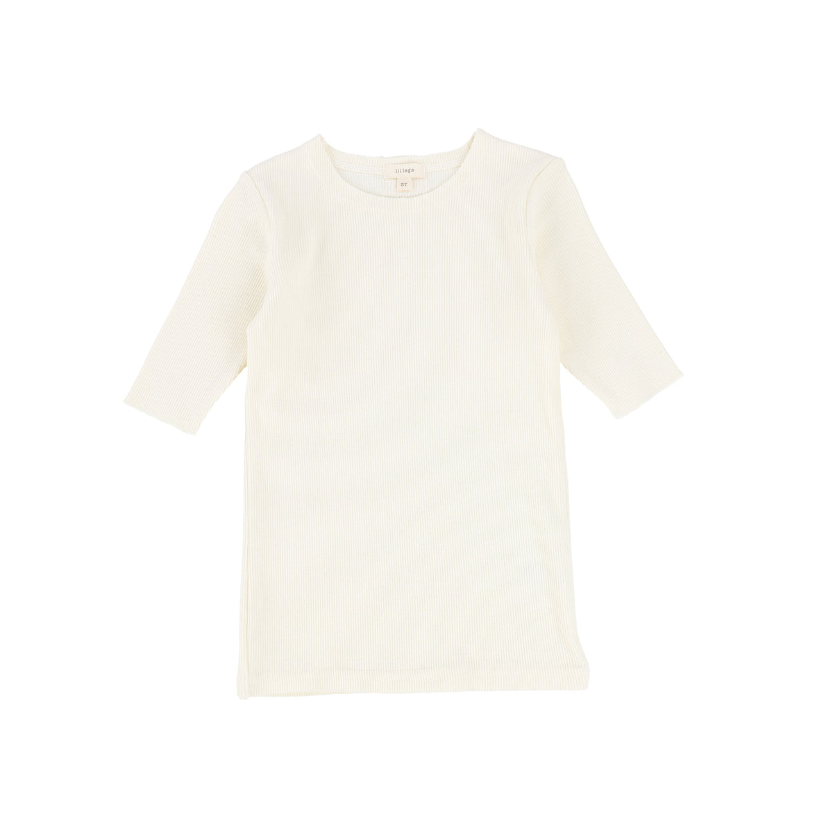 Lil Legs Ribbed Three Quarter Sleeve Tee - Ivory